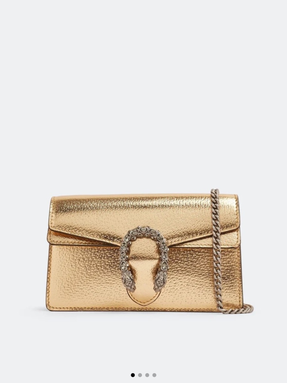 Gucci gold purse with silver chain